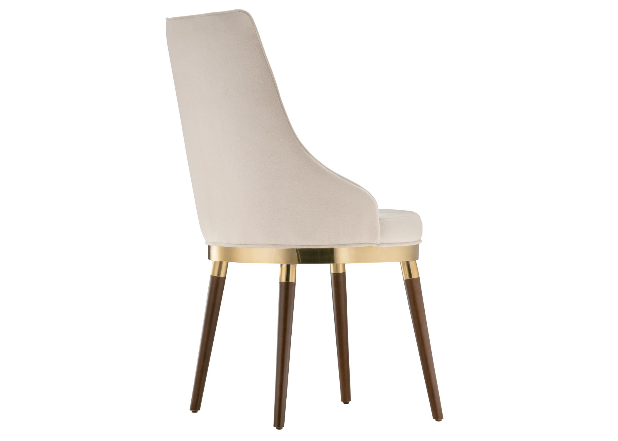 A base em madeira da Cadeira Lorena é um testemunho de artesanato e elegante. 