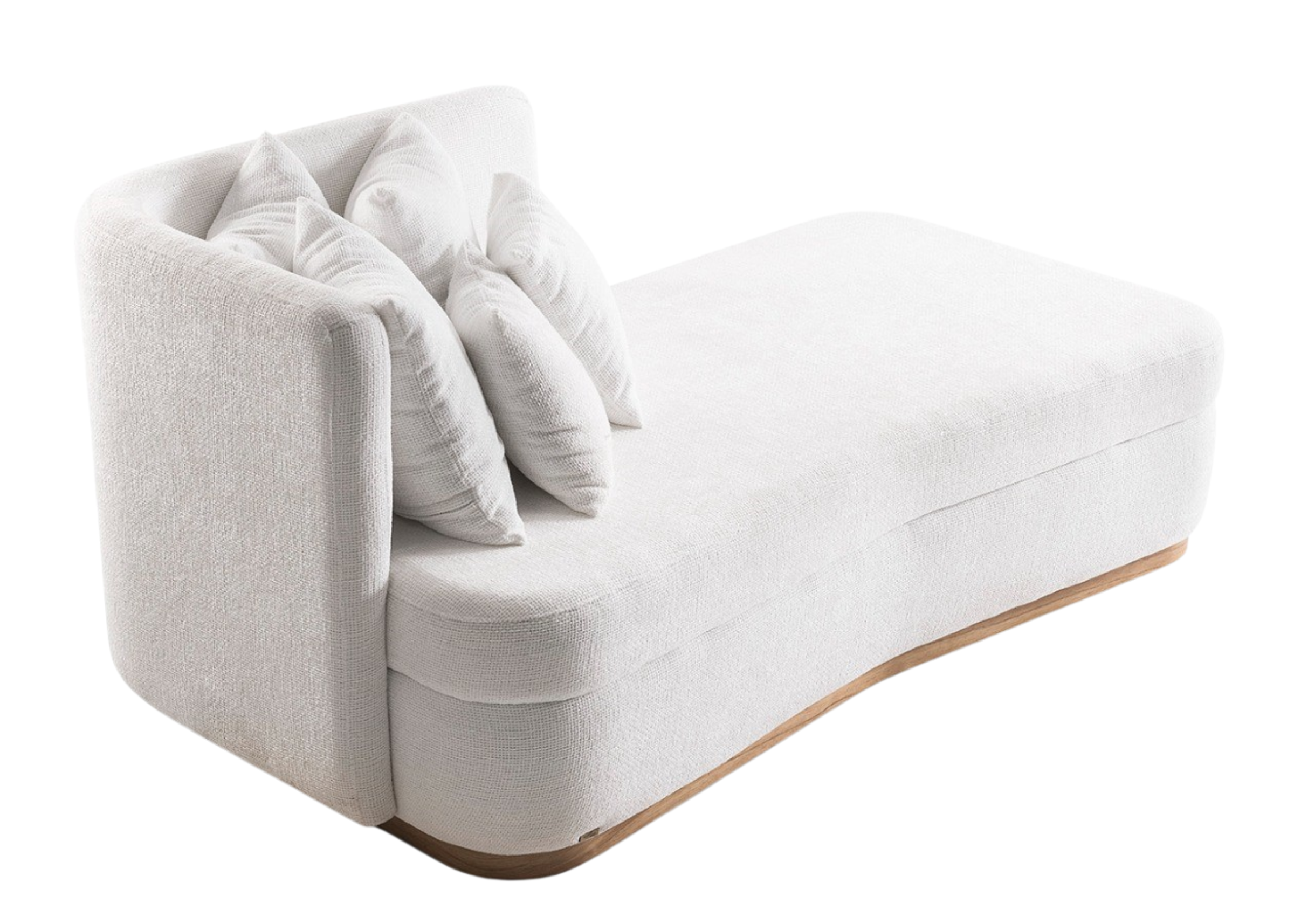 Chaise Diamante com base em madeira pintada, apresentando design confortável e sofisticado, ideal para compor ambientes elegantes e acolhedores.