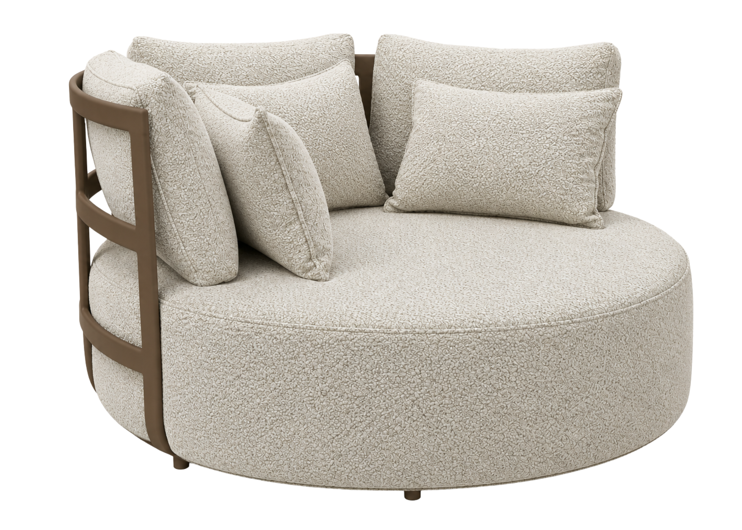 Chaise para área externa Costa com base e detalhe nas costas em alumínio pintado, ideal para compor espaços externos sofisticados e confortáveis.