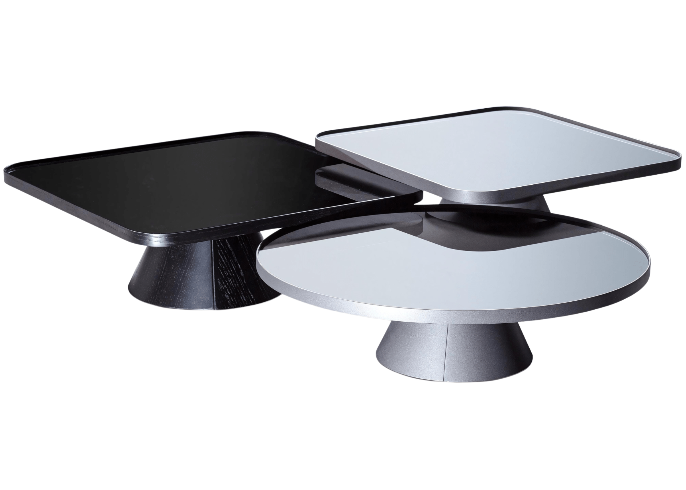 Mesa de centro Ares com tampo espelhado.