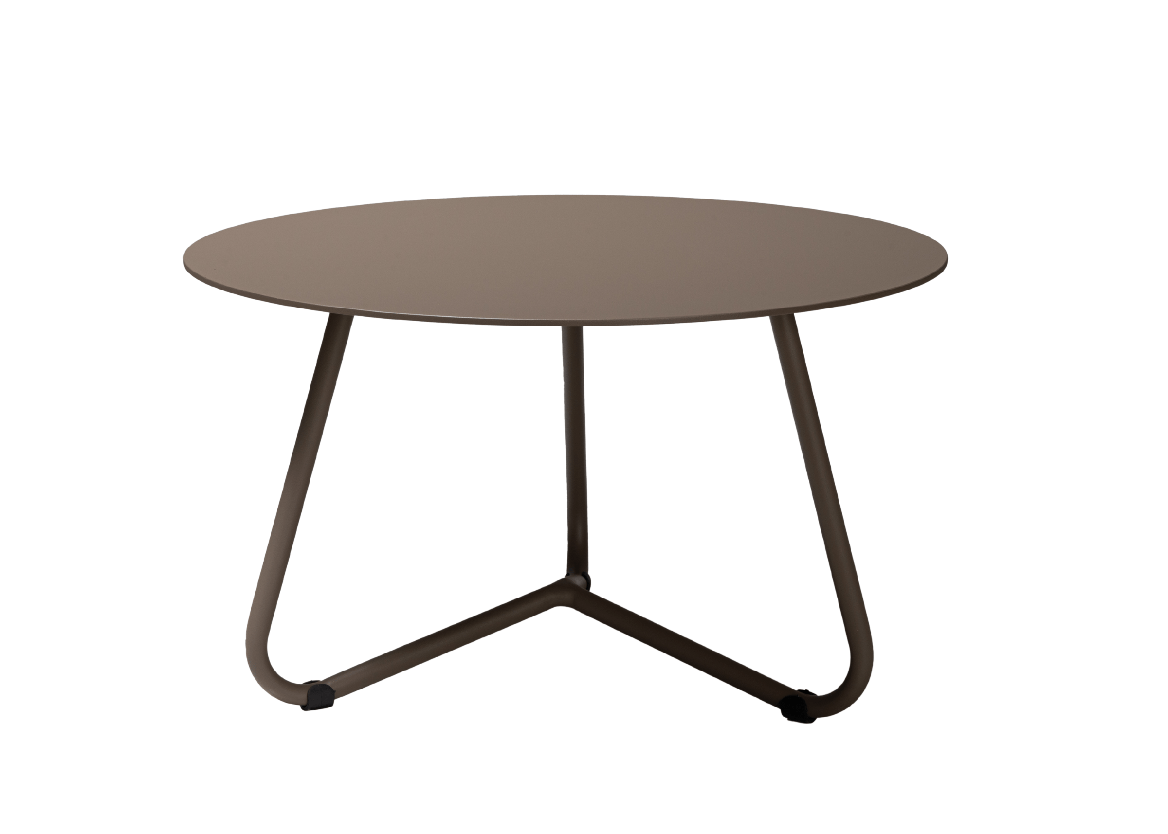 Mesa de centro Essence em alumínio marrom, ideal para área externa. Design resistente e elegante para espaços ao ar livre.

