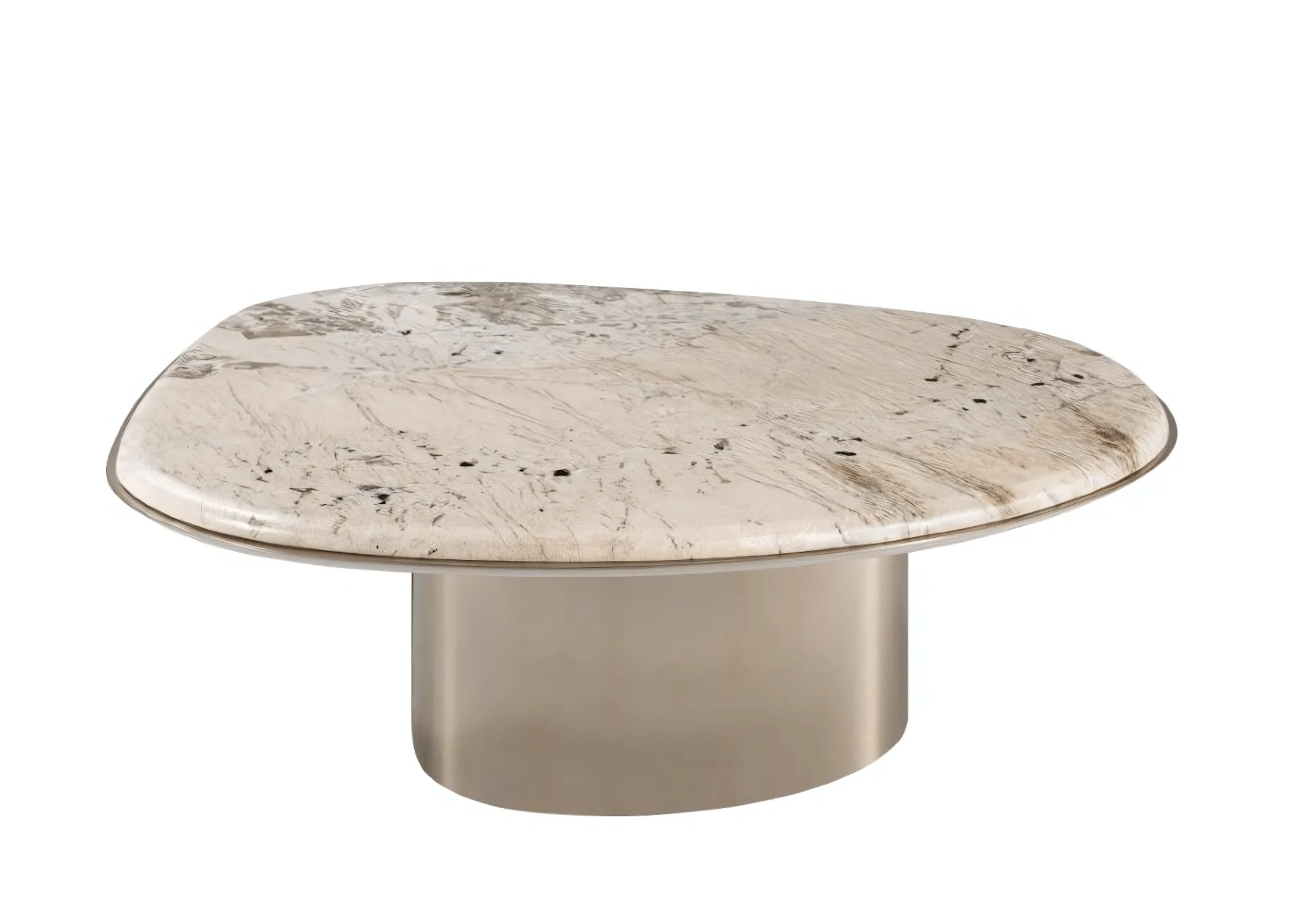 Mesa de centro Majestosa com base requintada e tampo sofisticado, ideal para compor ambientes elegantes que valorizam o luxo e o bom gosto em cada detalhe.