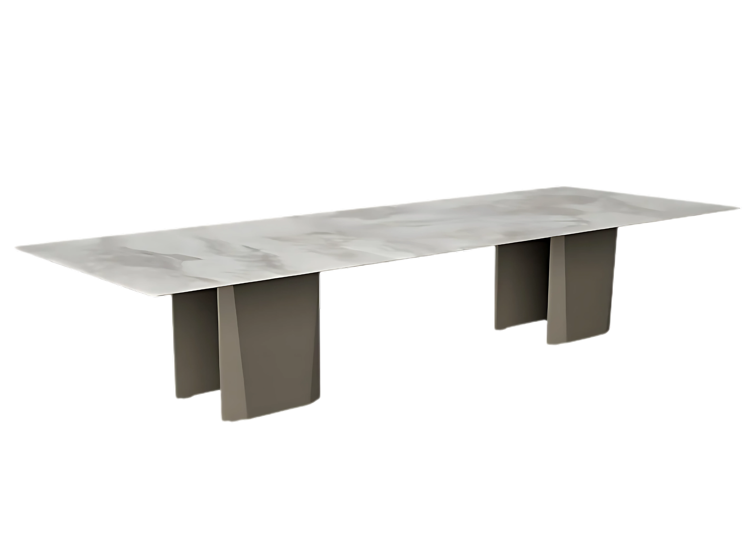 Mesa de jantar retangular Coquetelo com tampo em lâmina TS e base laqueada, disposta sobre fundo branco. Móvel sofisticado para compor salas de jantar modernas.