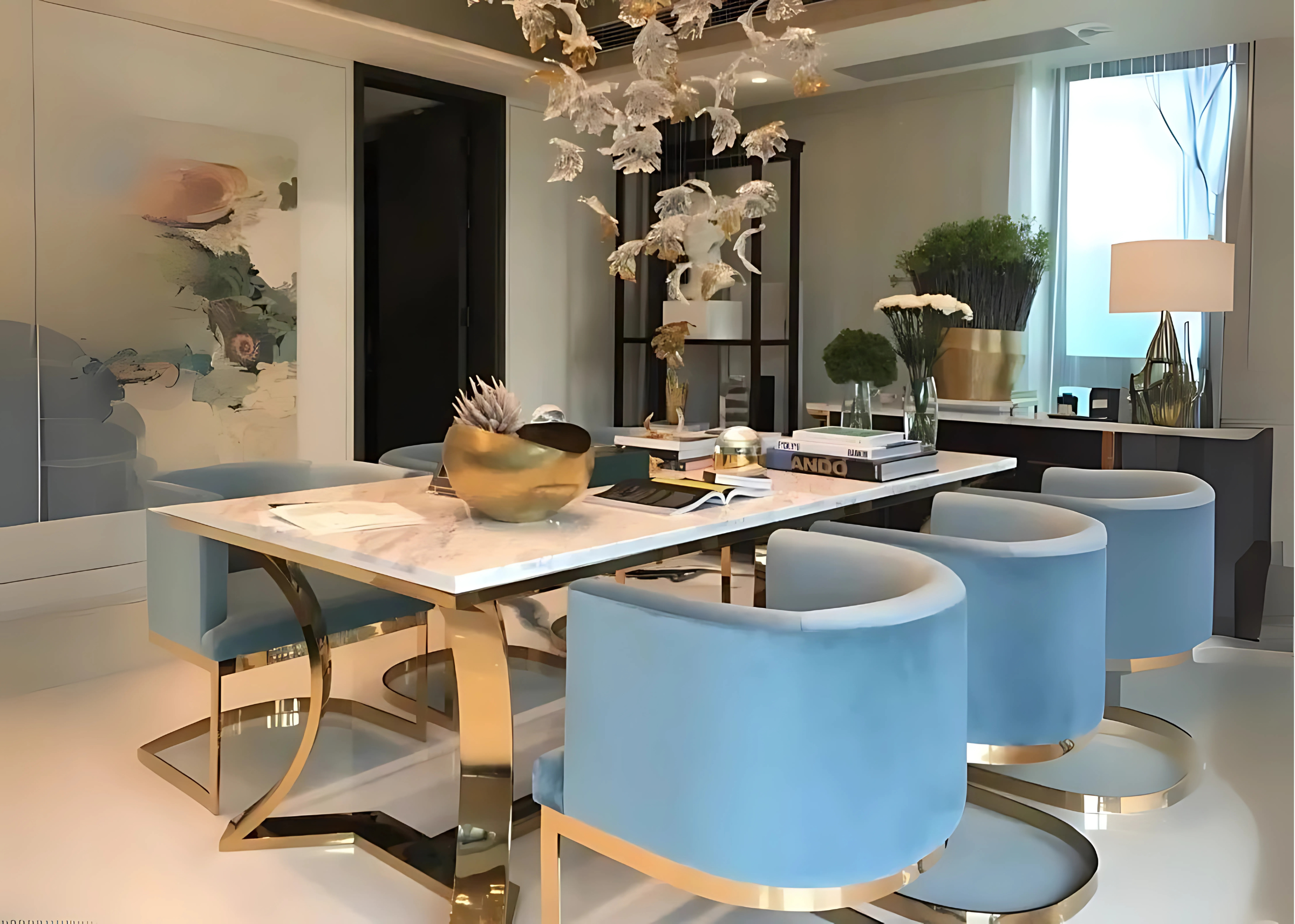 Mesa de Jantar Gregori seu design com linhas modernas proporciona requinte e elegância para a sala de jantar.