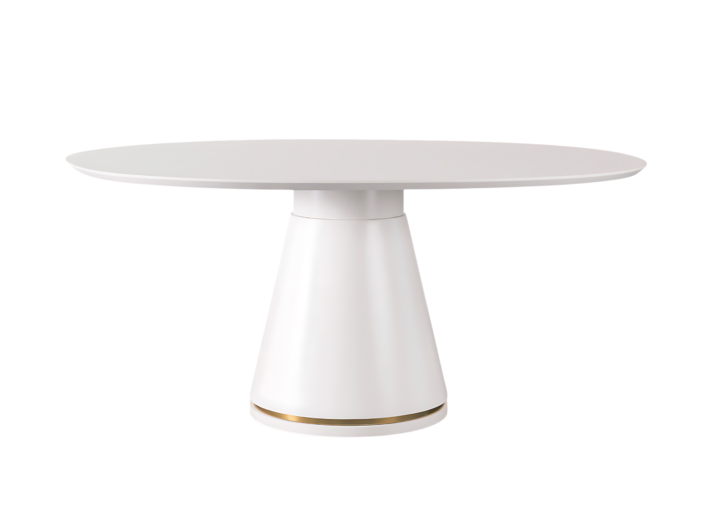 Mesa de jantar Donatello modelo orgânico, acabamento laqueado branco, design luxuoso e sofisticado, ideal para compor salas de jantar elegantes.