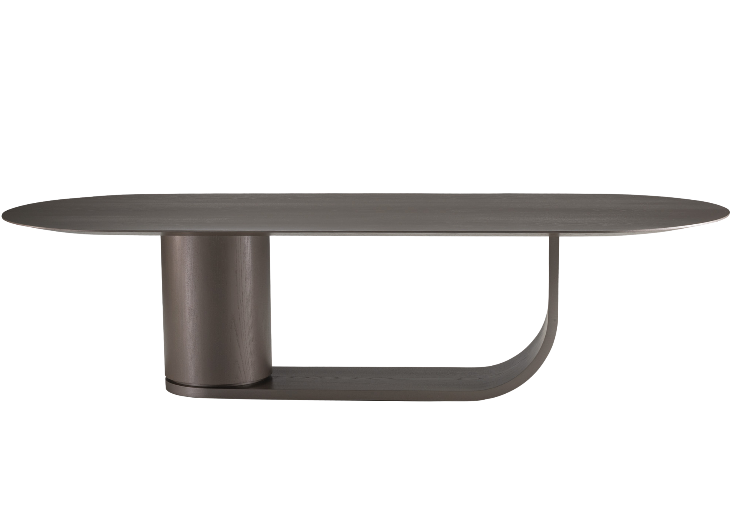 Mesa de jantar Valetto em madeira nogueira com design robusto e acabamento refinado. Ideal para compor salas de jantar elegantes e acolhedoras.
