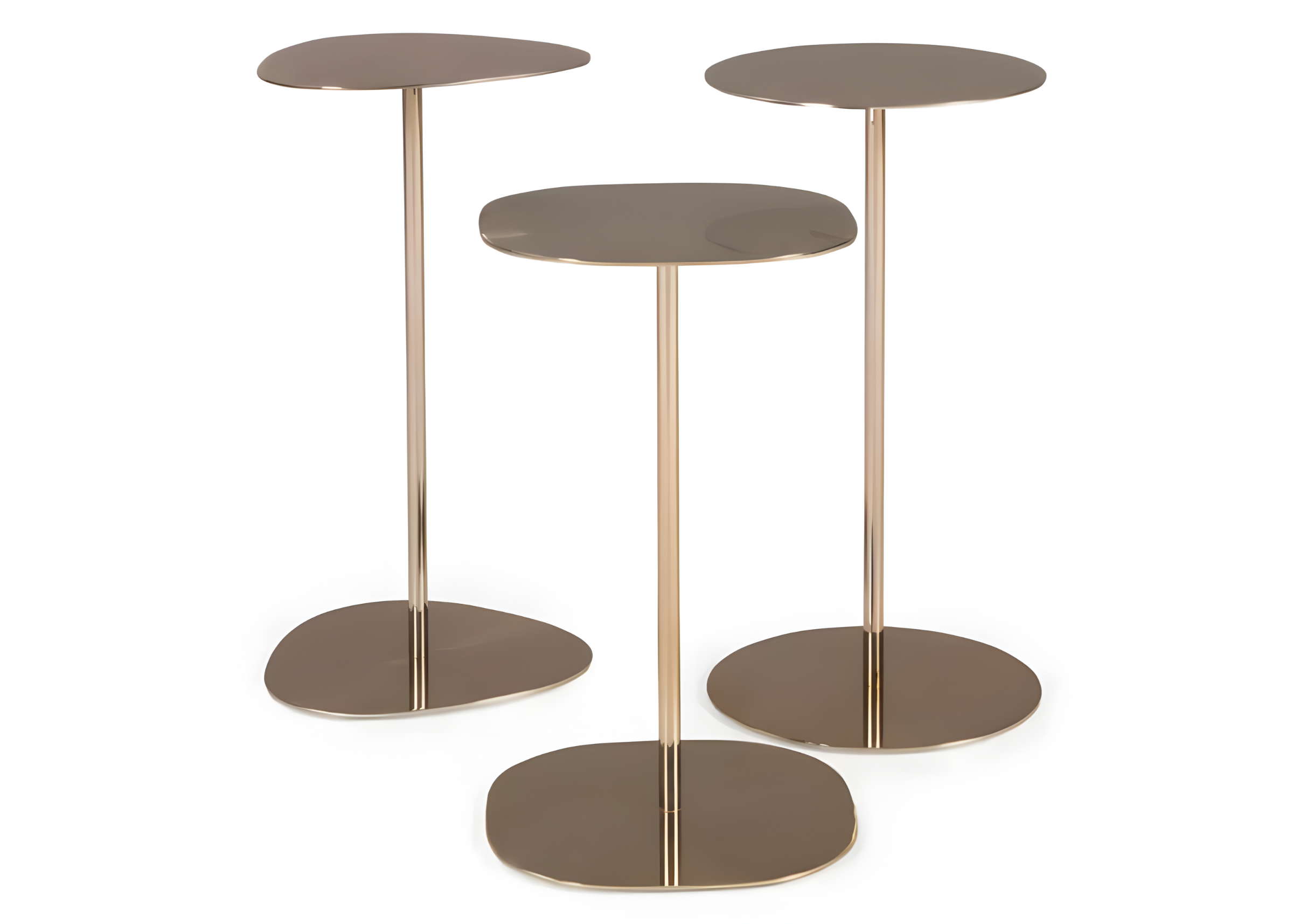 Mesa lateral Lola com estrutura em aço inox, apresentando design elegante e sofisticado, ideal para compor ambientes modernos e refinados.