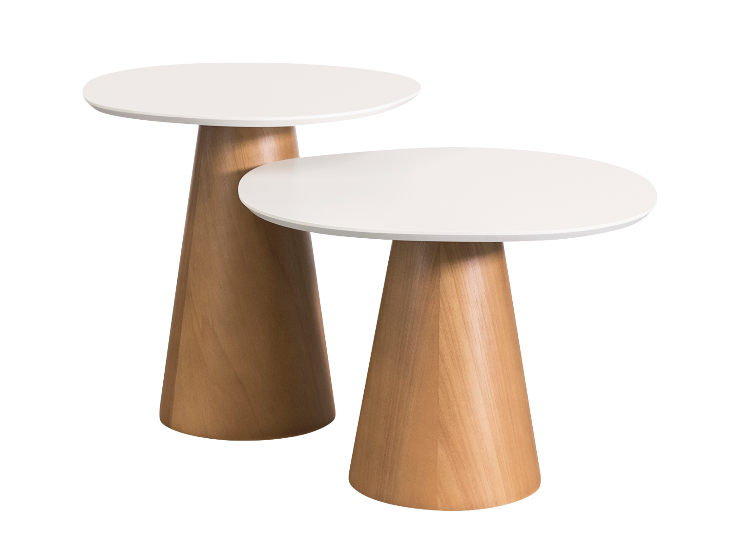 Mesa lateral Lusso com tampo laqueado branco e base laminada, apresentando design elegante e sofisticado, ideal para compor ambientes modernos e refinados.
