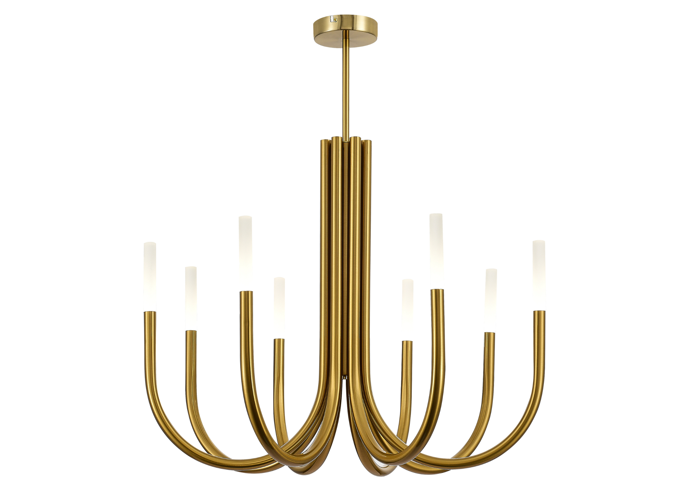 Pendente 5139 com estrutura em metal dourado e difusores em acrílico, apresentando design elegante e sofisticado para ambientes modernos.