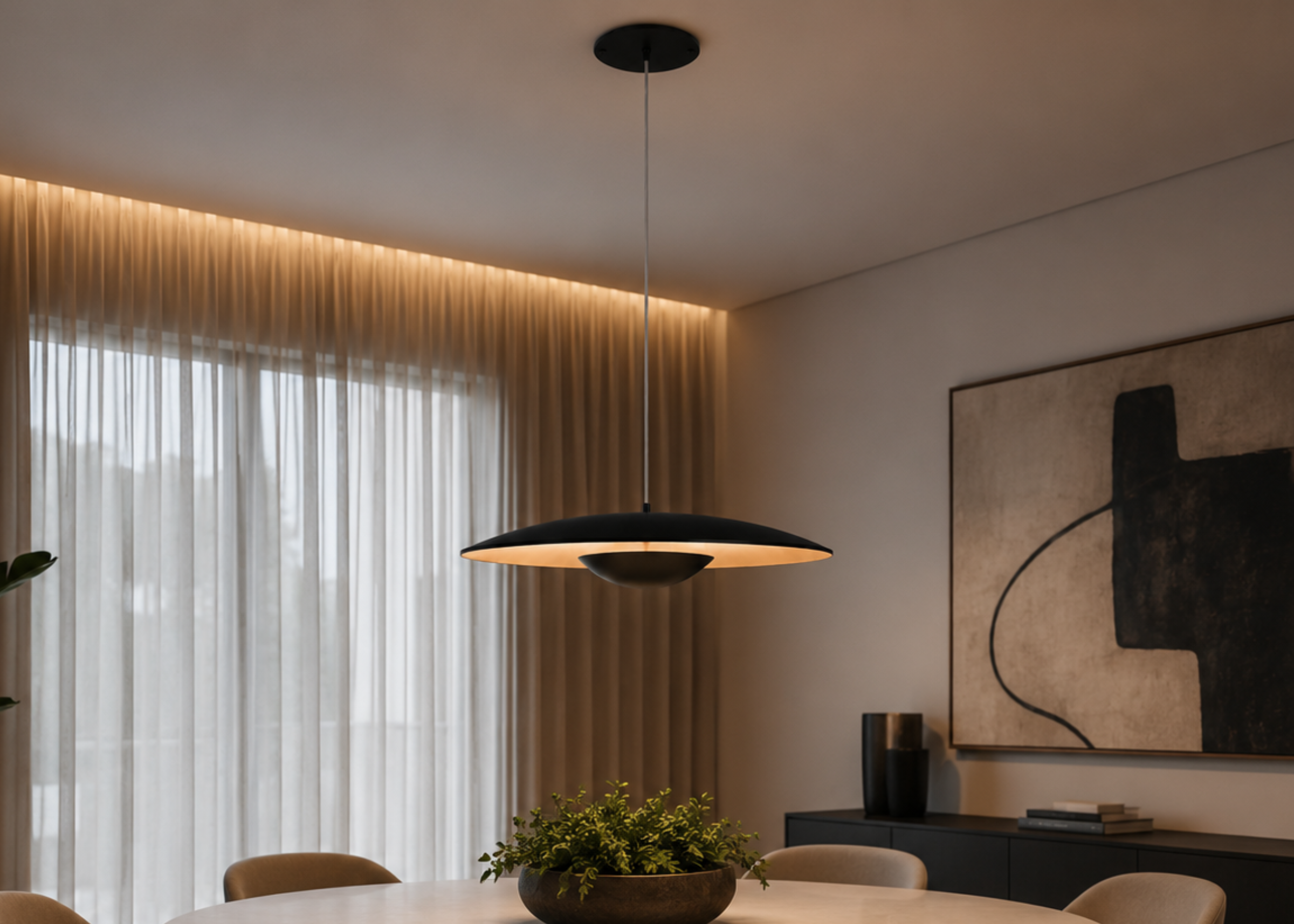 Pendente modelo 5158 com luminária em metal preto, ideal para compor ambientes elegantes e contemporâneos.