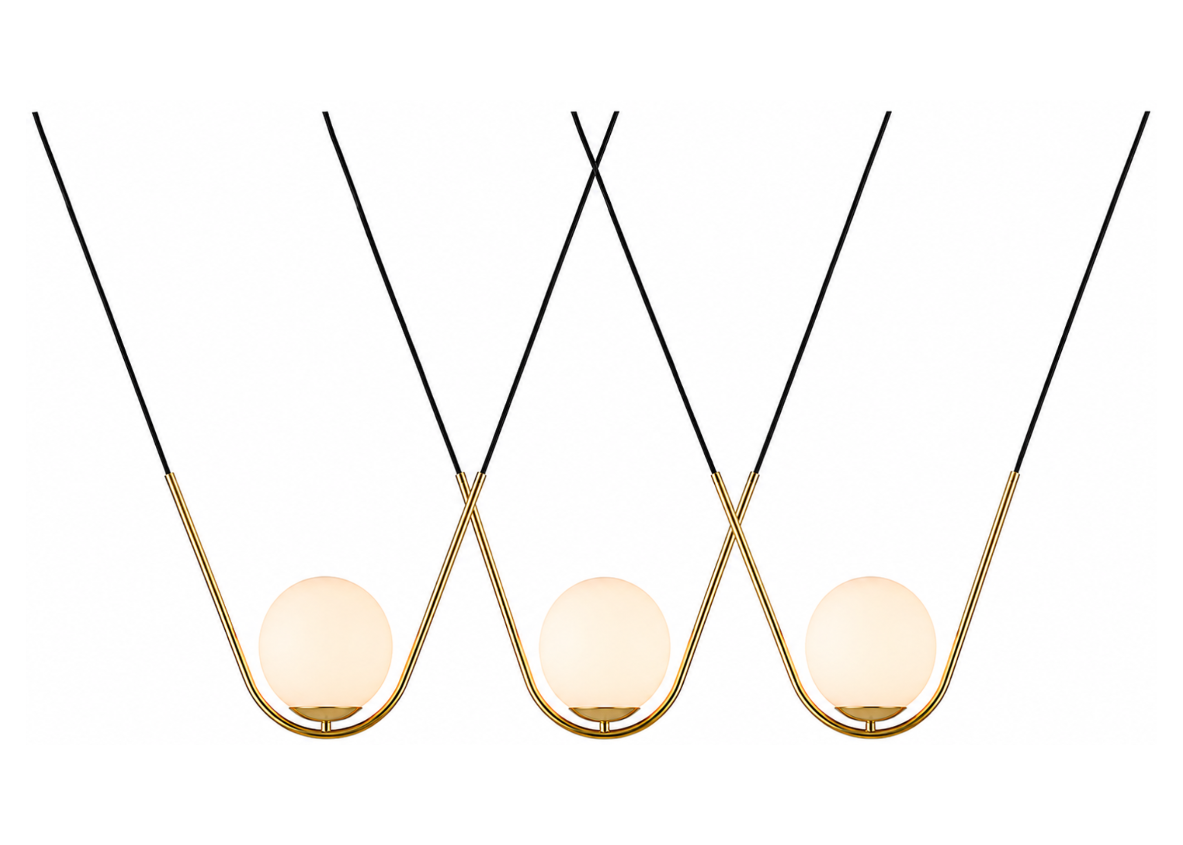 Pendente 5064 com estrutura em metal dourado e vidro leitoso, apresentando design elegante e sofisticado para ambientes modernos.