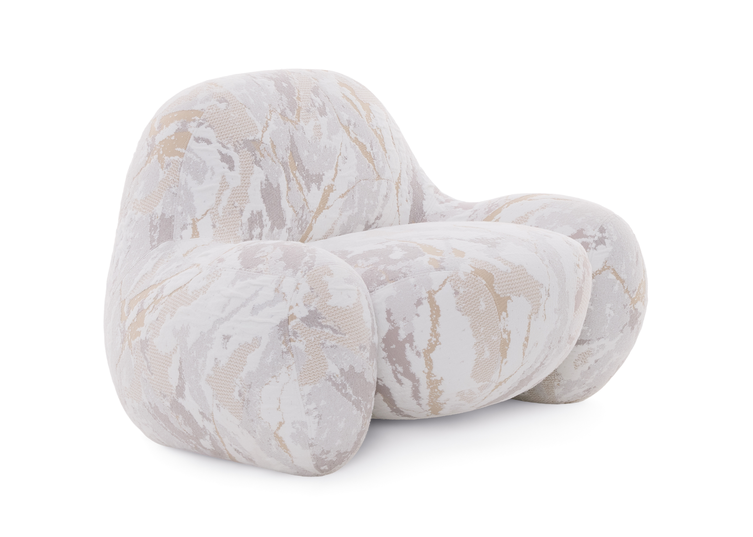 Poltrona Blend revestida em tecido mesclado, confortável e elegante, ideal para compor salas de estar modernas e acolhedoras.