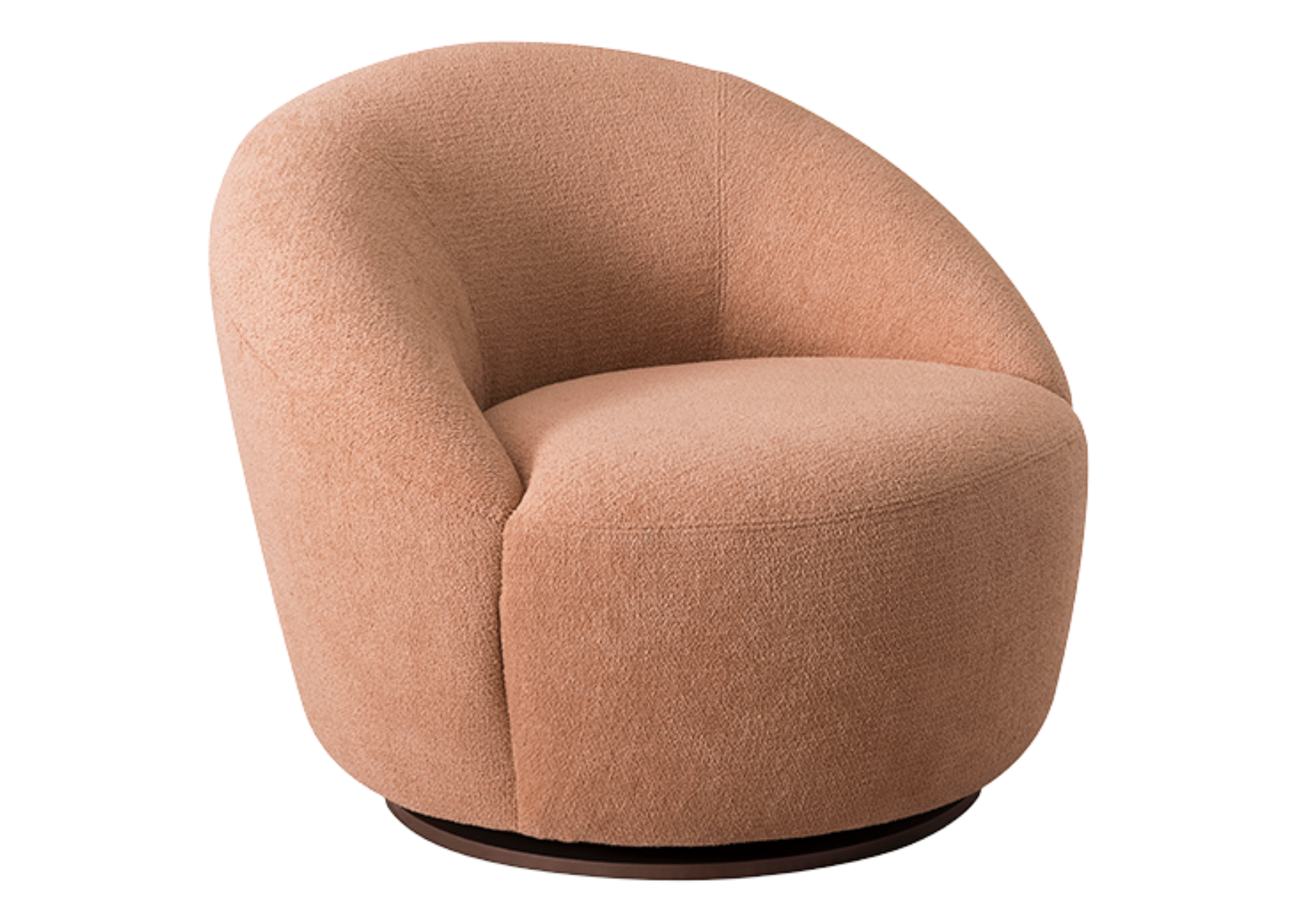 Poltrona giratória modelo Lotus com design orgânico e confortável, ideal para compor salas de jantar sofisticadas.