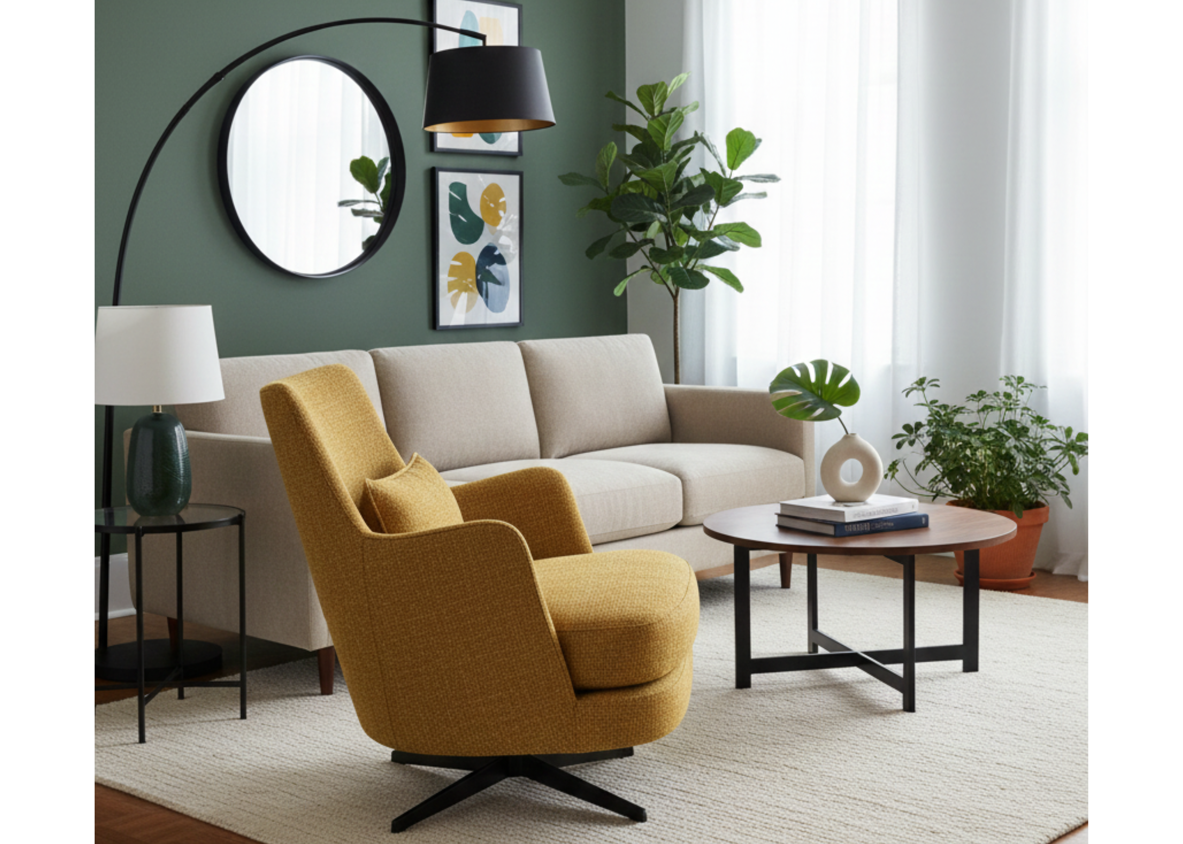 Poltrona giratória Heline com design luxuoso, sofisticação e máximo conforto, perfeita para transformar salas de estar e ambientes refinados com elegância e personalidade.