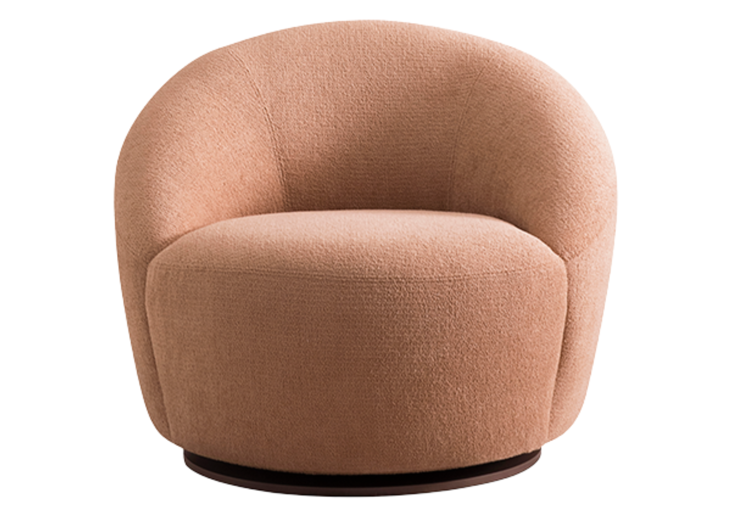 Poltrona giratória modelo Lotus, design orgânico e elegante, perfeita para complementar ambientes modernos de sala.