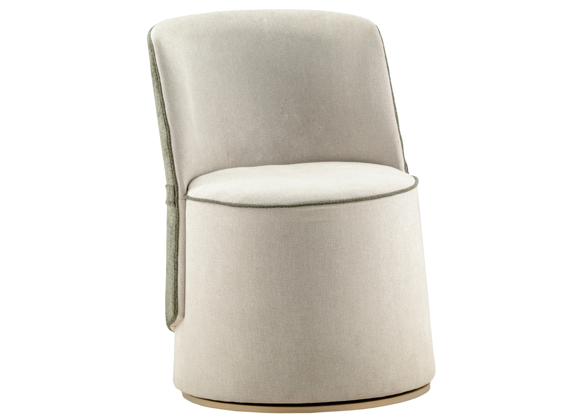 Poltrona giratória Prisma com encosto sofisticado e design confortável, ideal para compor ambientes modernos e refinados.