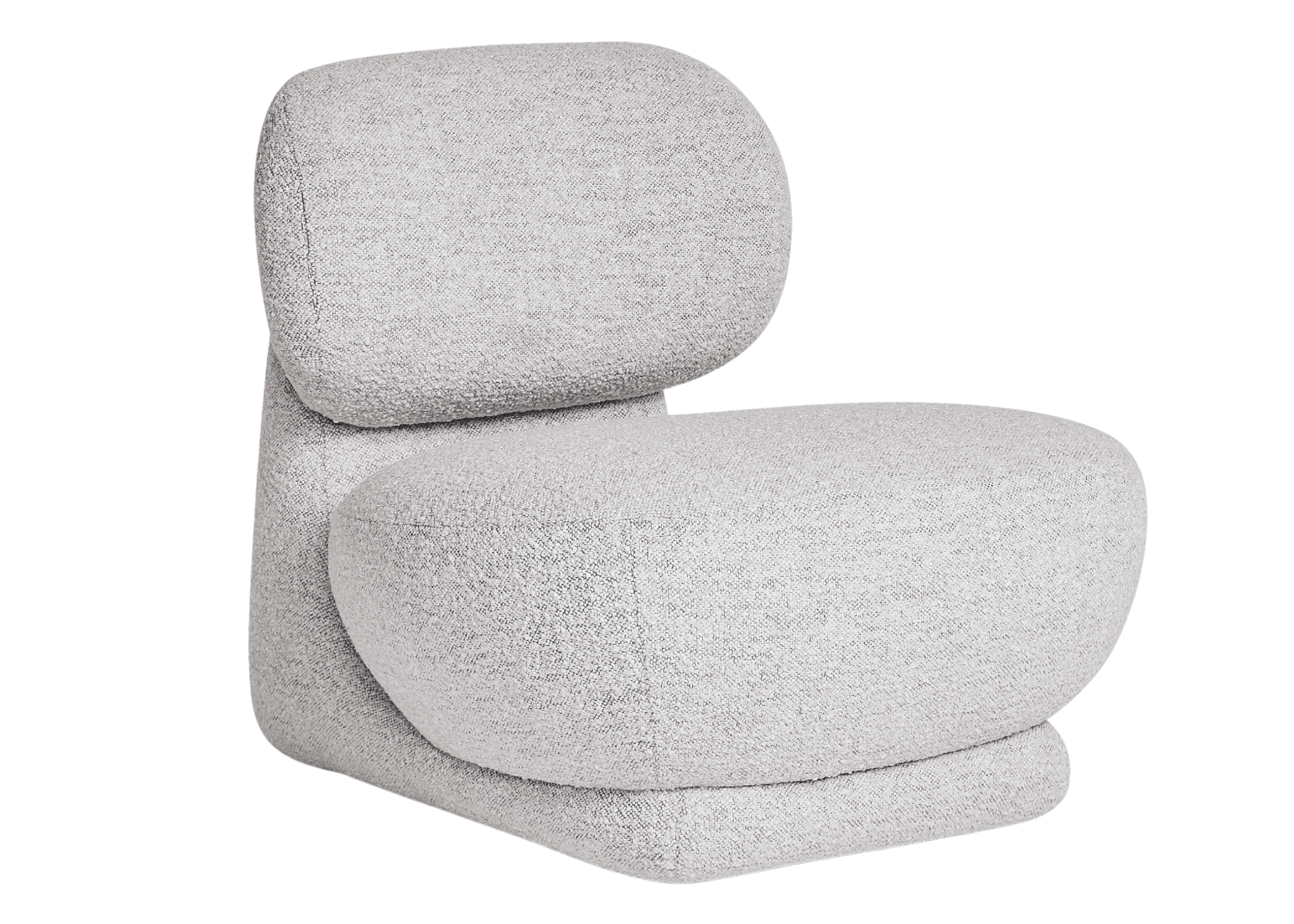Poltrona Lofty elegante e confortável, revestida em tecido bouclé off white, ideal para ambientes sofisticados e acolhedores.