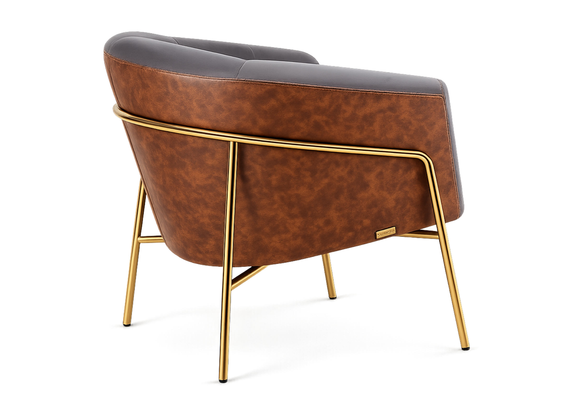 Poltrona Morgan com detalhes na base em ouro e design sofisticado que impressiona, ideal para ambientes elegantes e contemporâneos.