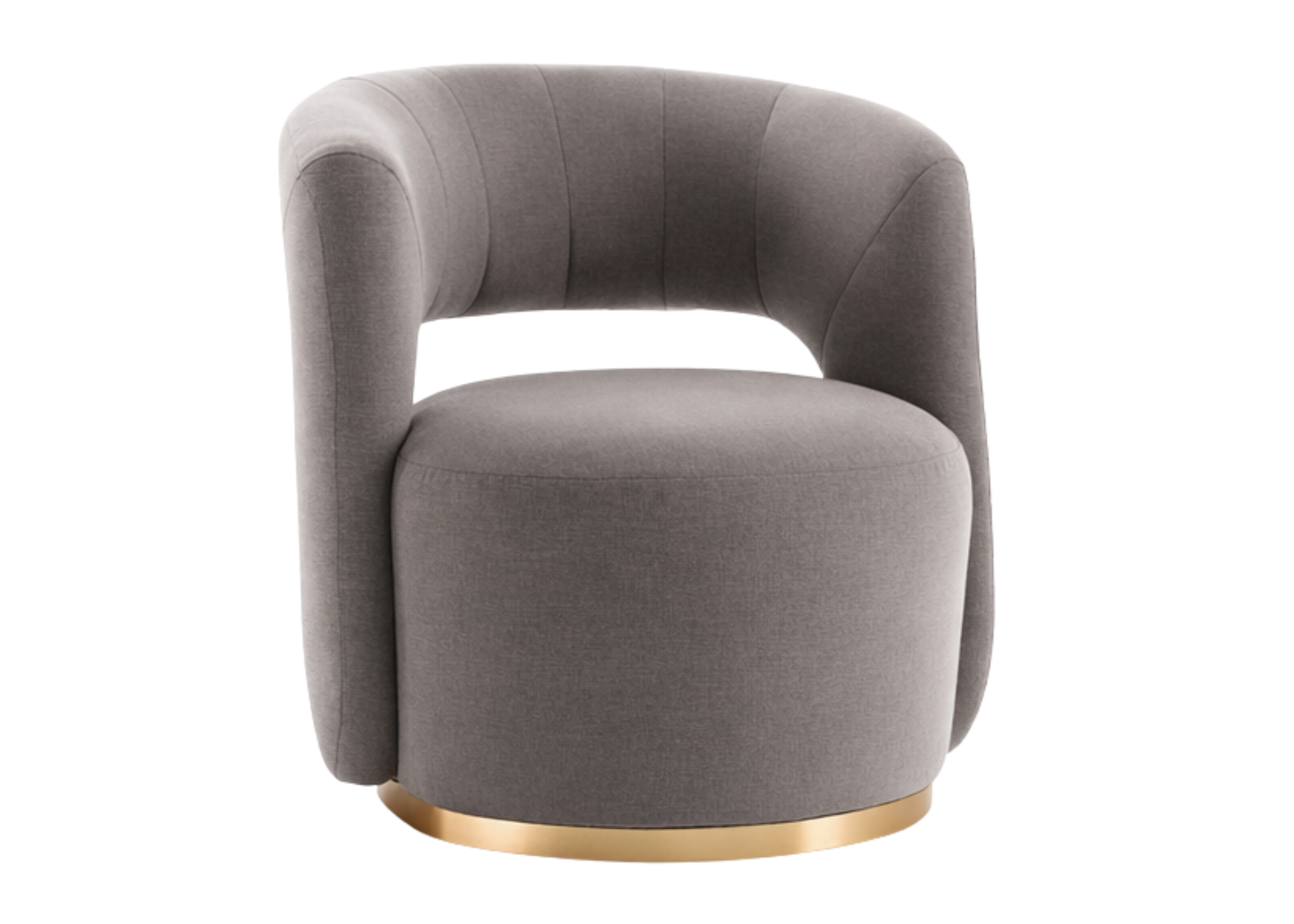 Poltrona Nuvem moderna estofada com design orgânico e base dourada.
