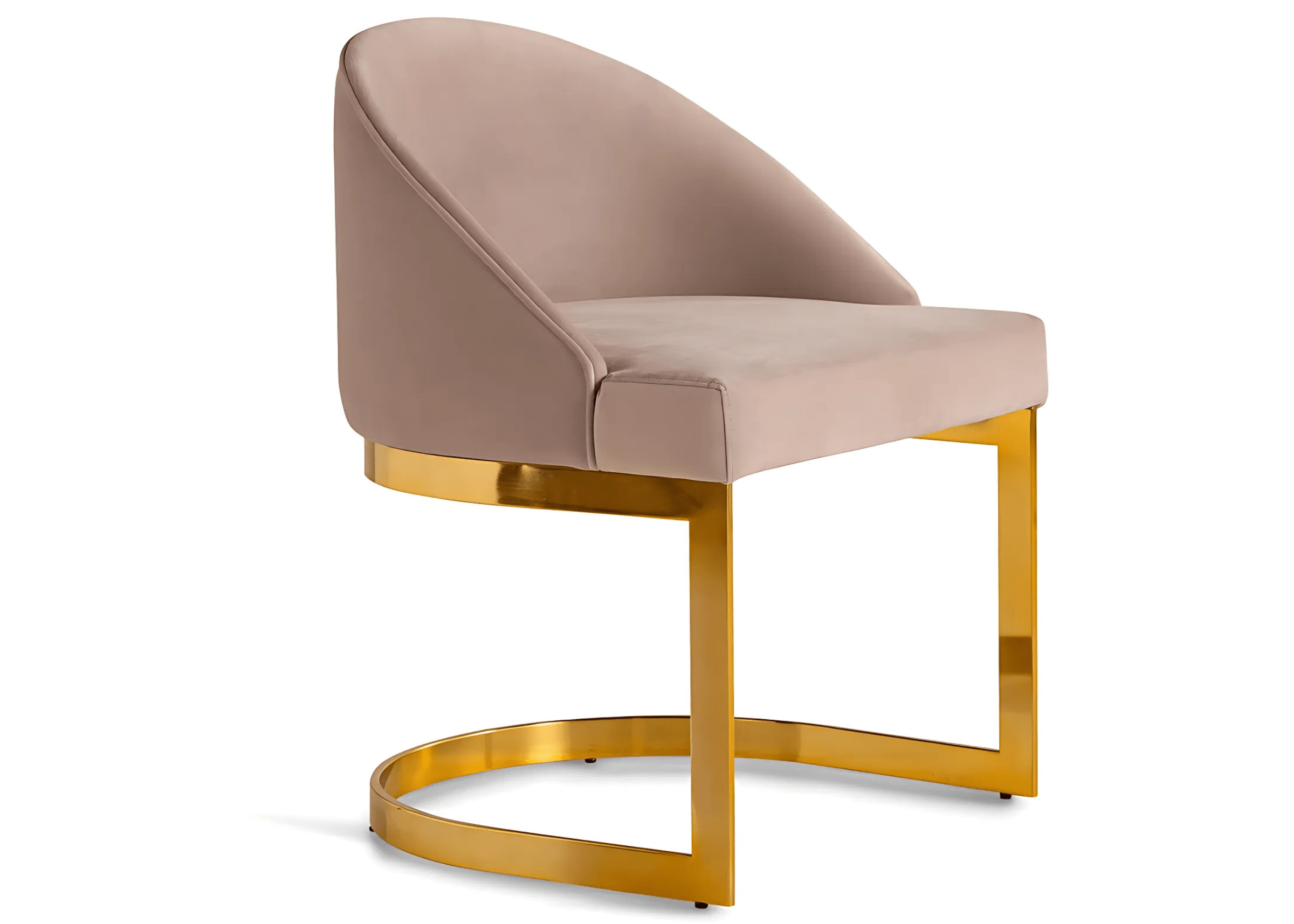 Poltrona Sofya: luxo e conforto em um design inovador, com estrutura em aço inox dourado gold.