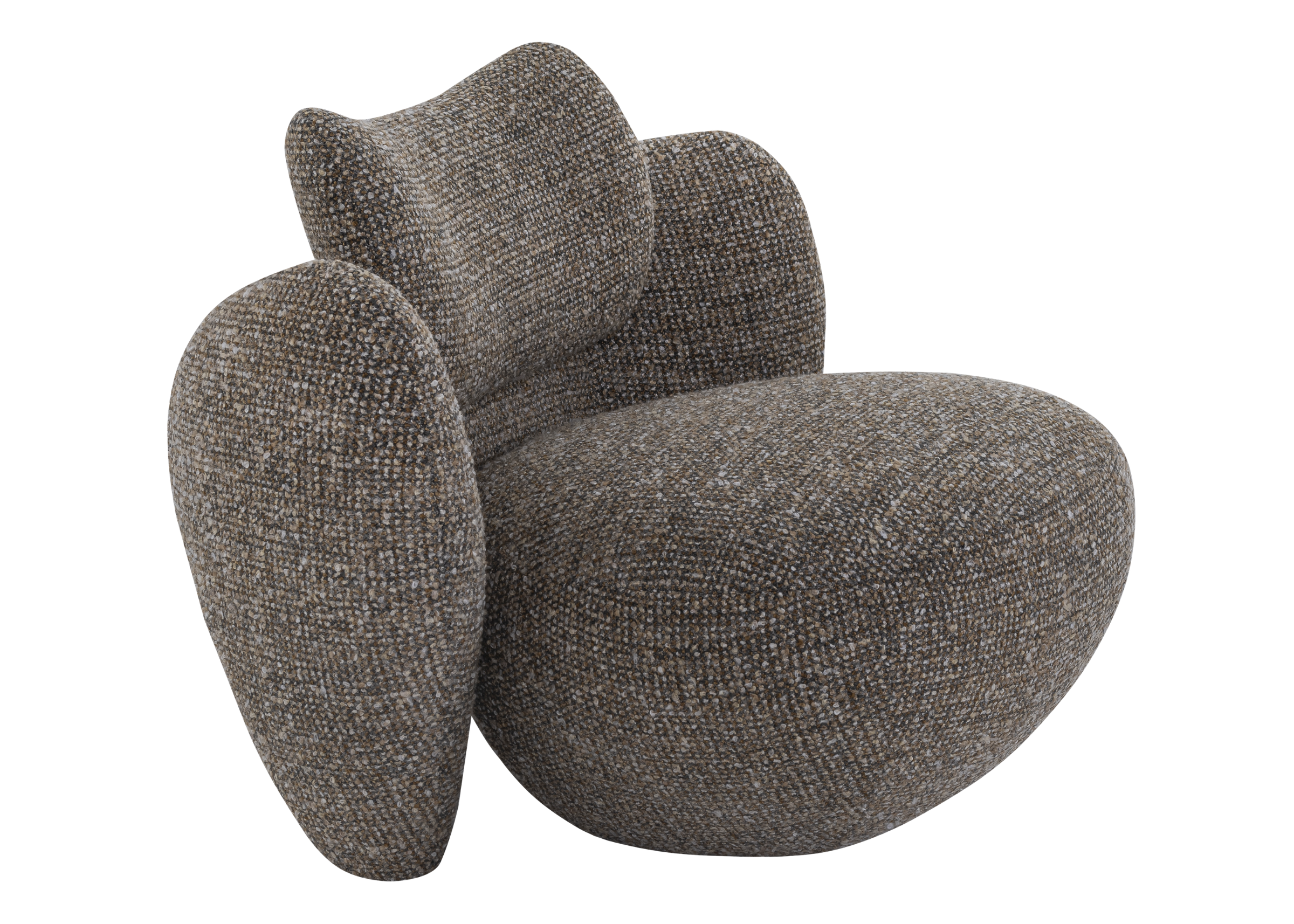 Poltrona Scala estofada em cinza escuro, oferecendo conforto, elegância e design sofisticado para salas de estar contemporâneas.