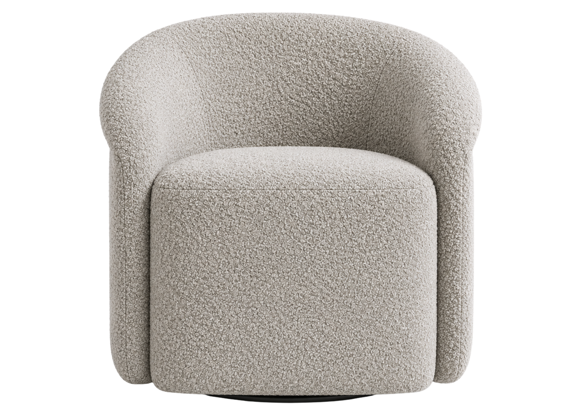 Poltrona Sedersi com estrutura em aço carbono pintado e revestimento em bouclé off white, apresentando design contemporâneo e confortável para ambientes refinados.