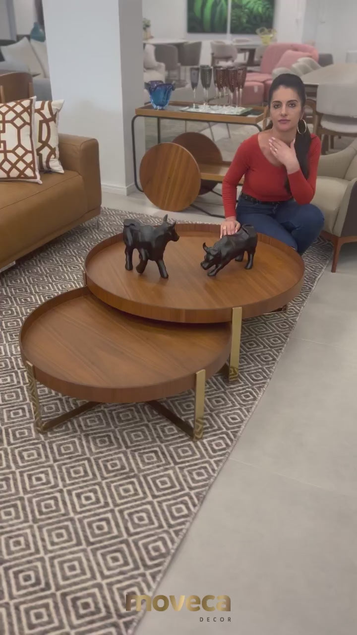 conjunto mesa de centro barry moderna com tampos redondos para sala de estar sofisticada