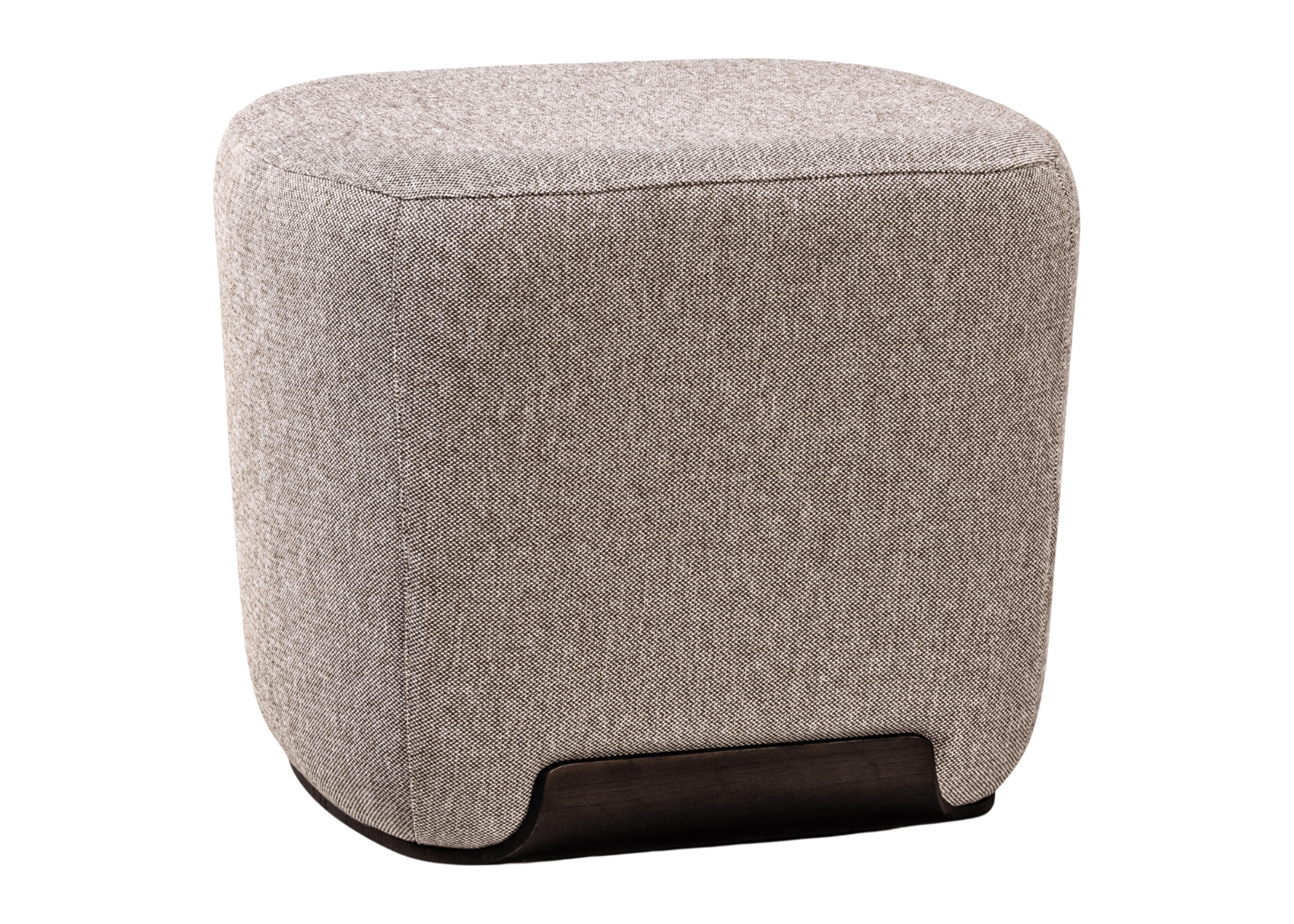 Puff quadrado em linho cinza, modelo Roma, com design elegante e moderno, ideal para complementar a decoração de salas e quartos.
