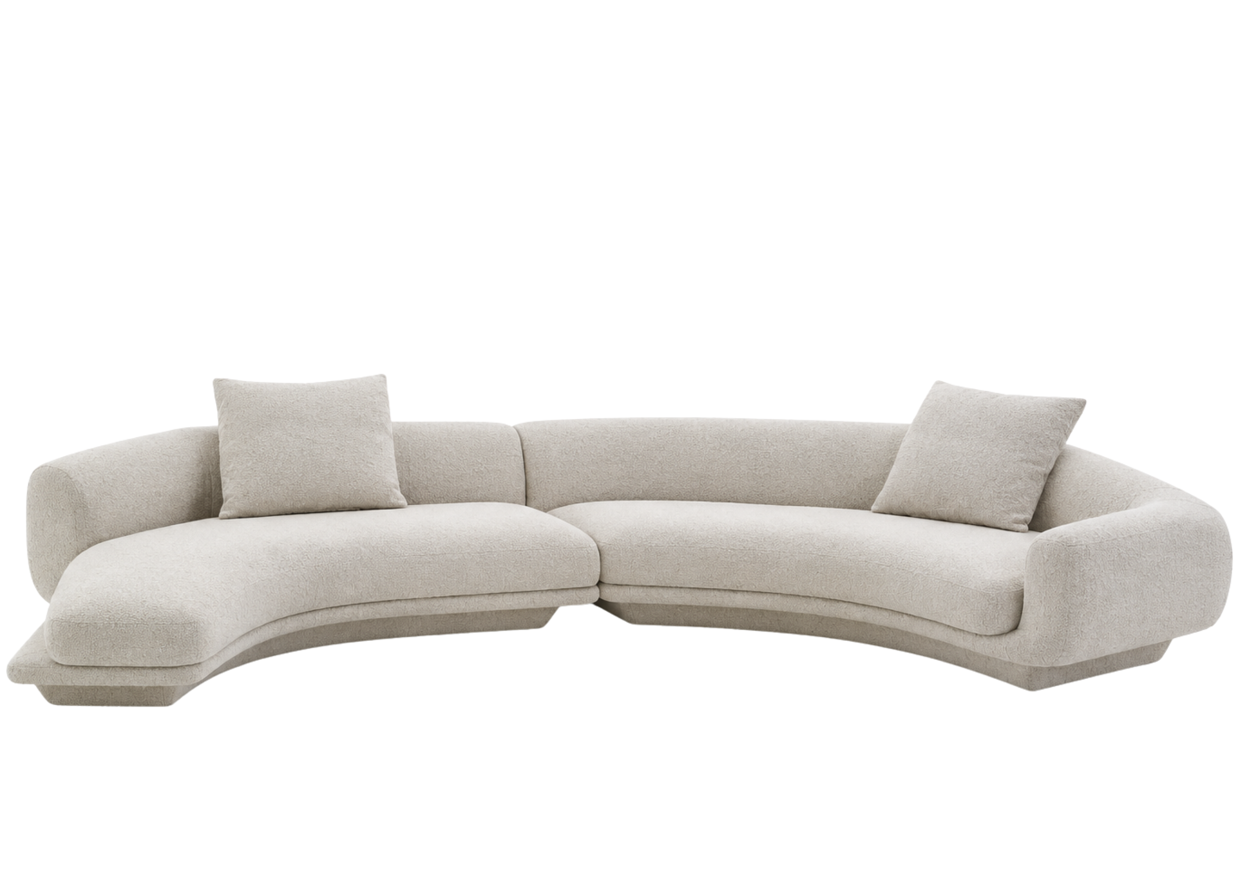 Sofá Átria modelo curvo com design elegante e confortável, ideal para compor ambientes modernos, sofisticados e acolhedores.