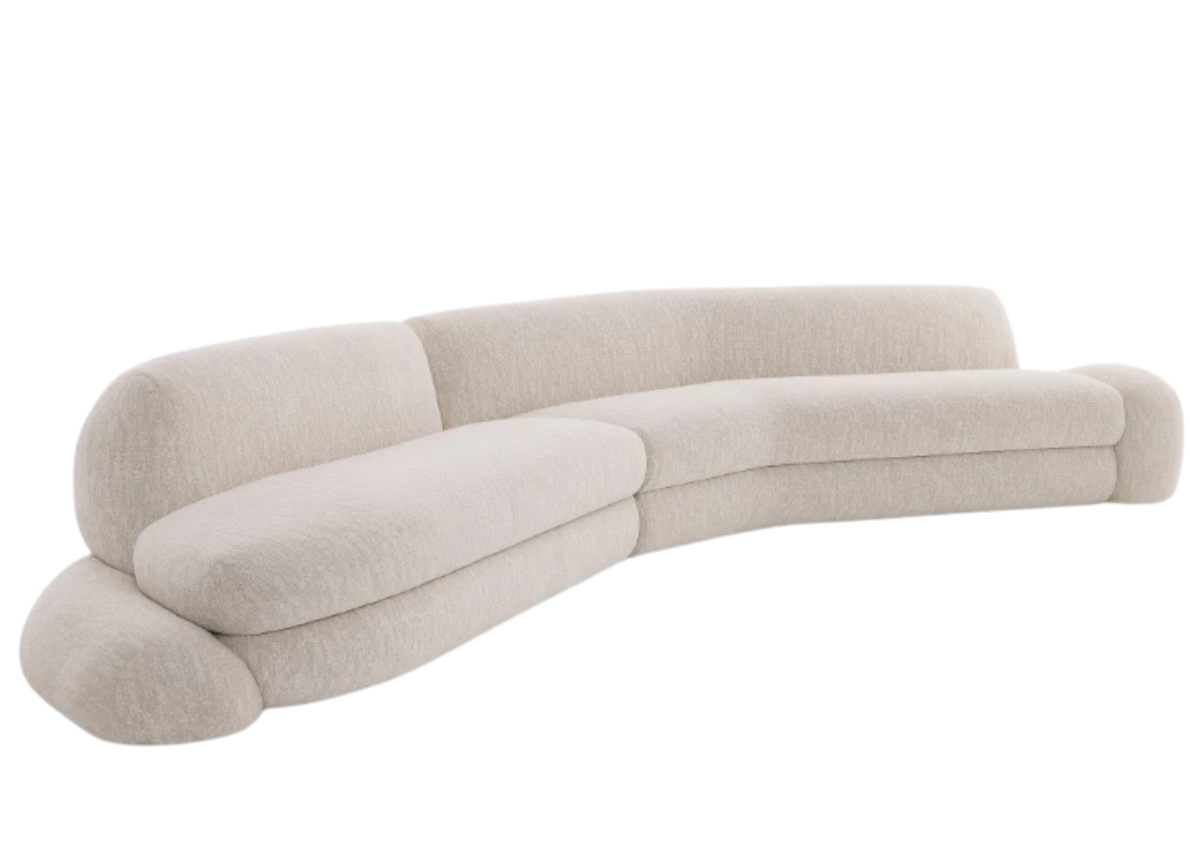 Sofá curvo Arko com design sofisticado, elegante e confortável, ideal para compor ambientes modernos e acolhedores.