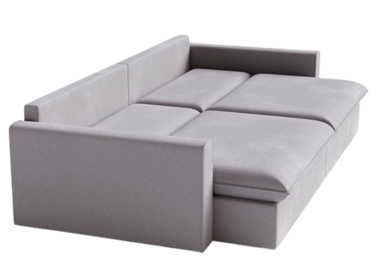 Sofá Lumier com detalhes reclináveis, proporcionando conforto e apresentando design belíssimo e sofisticado, ideal para compor ambientes modernos e refinados.