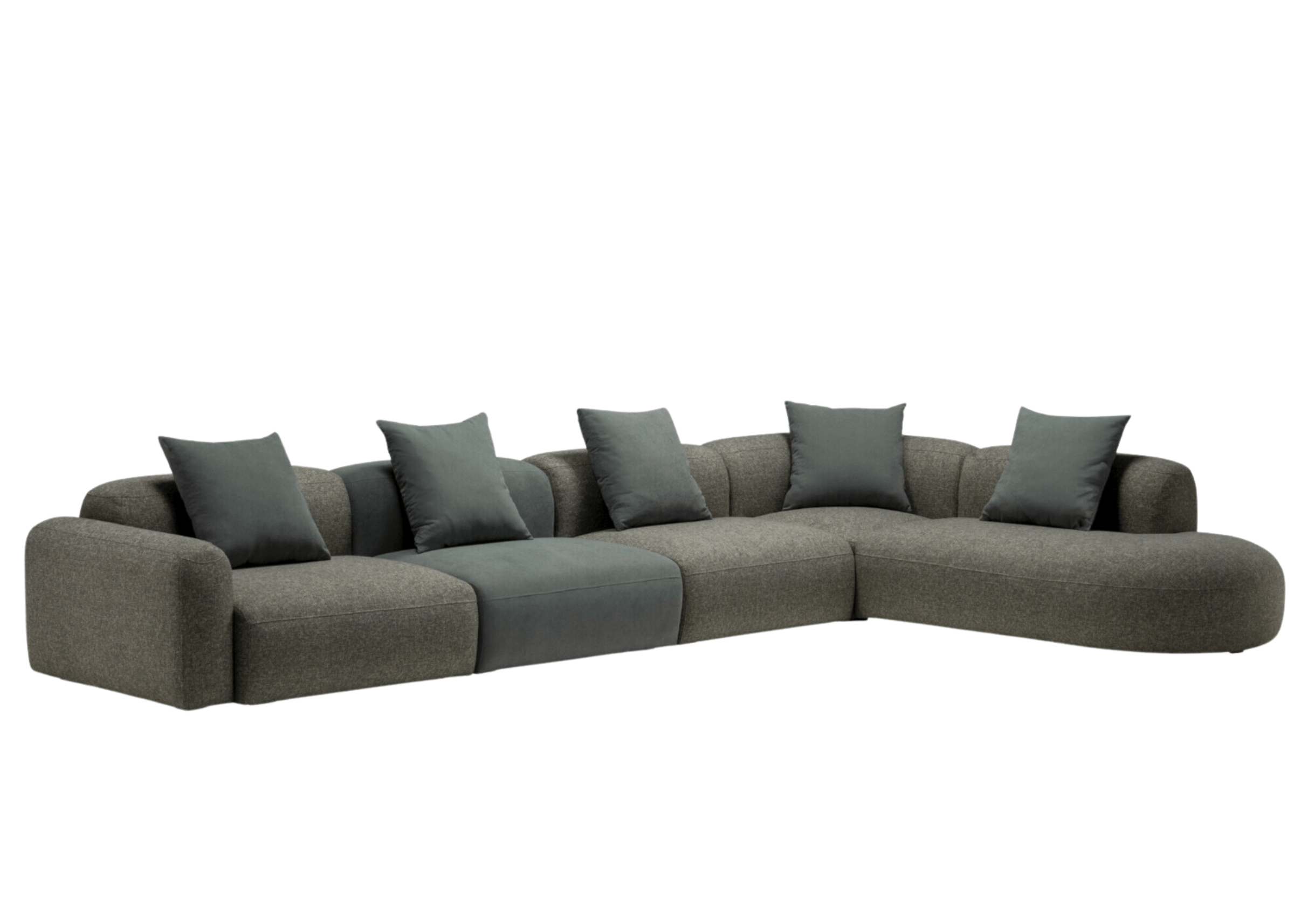 Sofá Nobile com revestimento em tecido verde, apresentando design sofisticado e confortável, ideal para compor ambientes modernos e acolhedores.