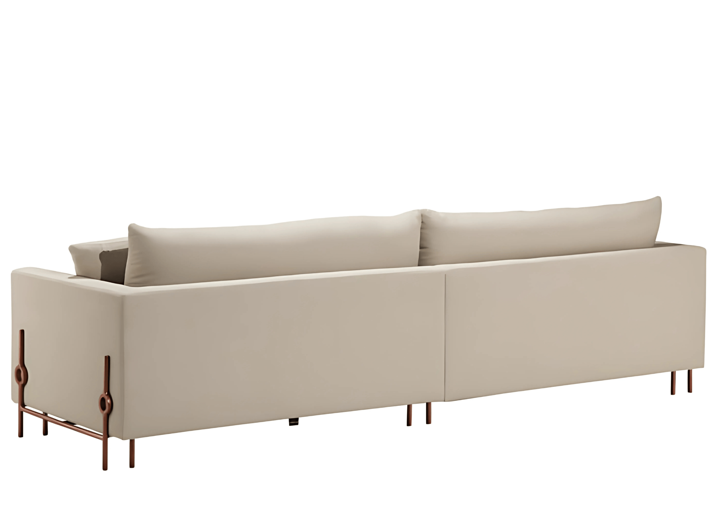 Sofá Paola com detalhes charmosos nas costas, apresentando design elegante e sofisticado, ideal para compor ambientes modernos e acolhedores.