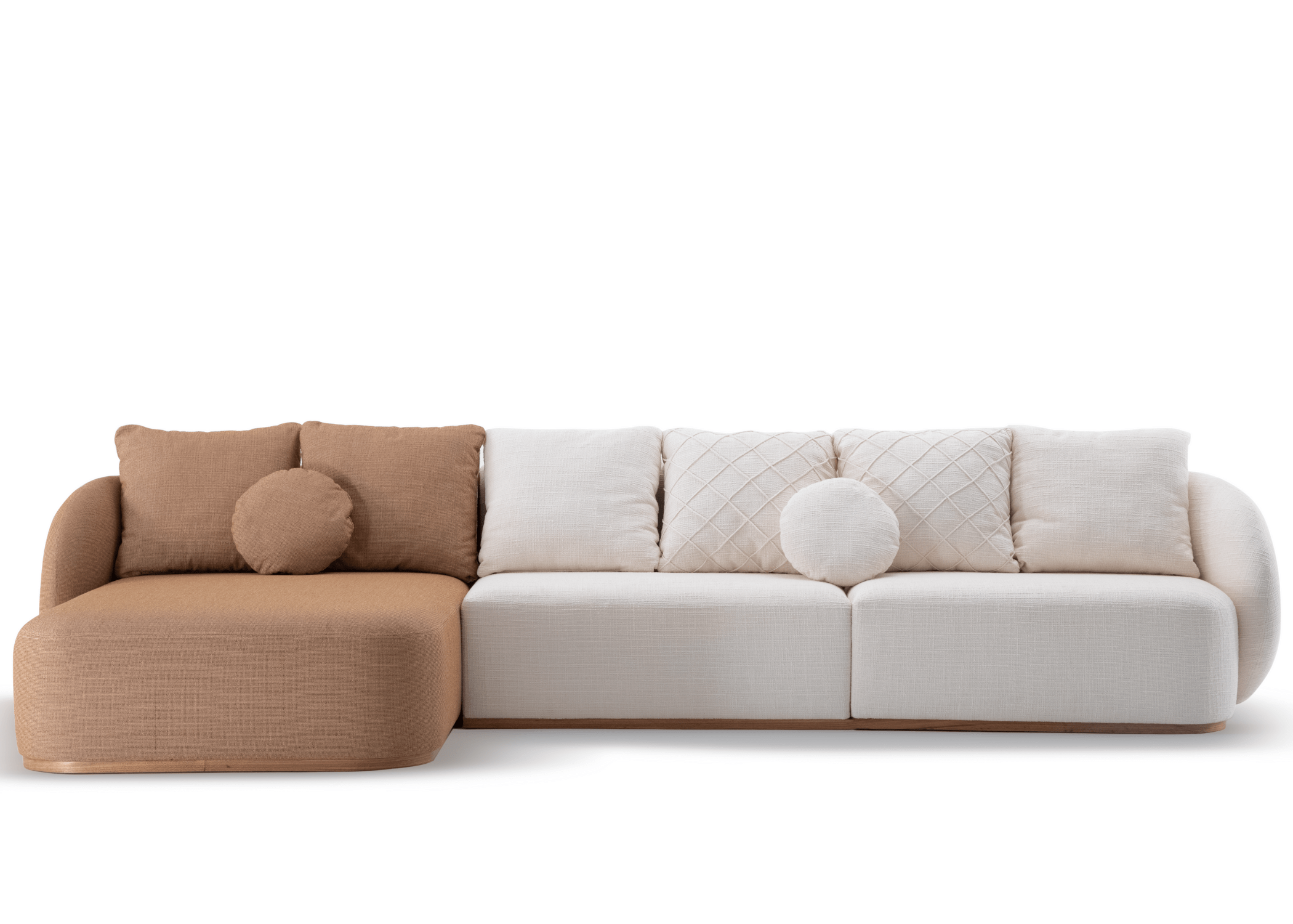 Sofá Lovely: design arredondado e estofamento luxuoso para relaxamento supremo.